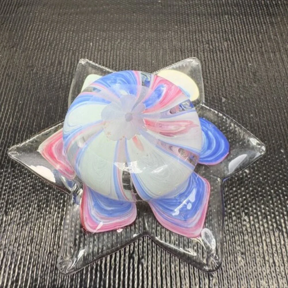 Crystal Clear Italian Art‎ Glass Flower Shaped Votive Candle Holder Dish Bowl